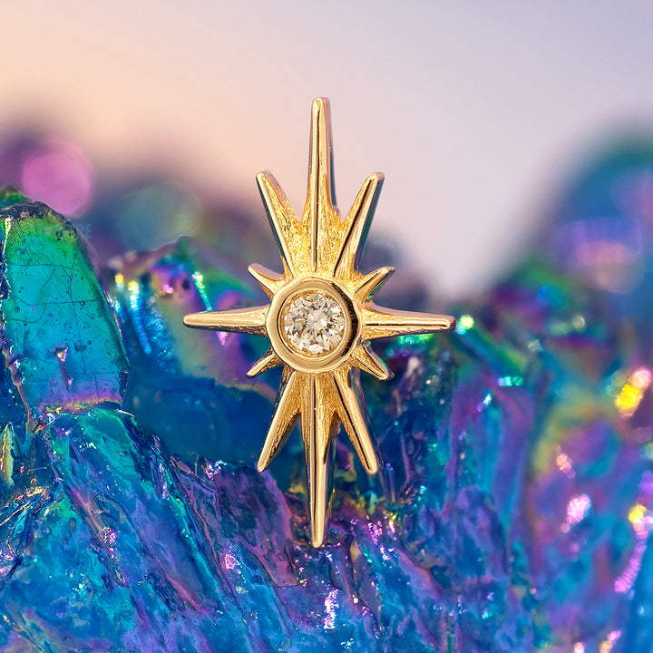 threadless: "North Star" Pin in Gold & Platinum with DIAMOND