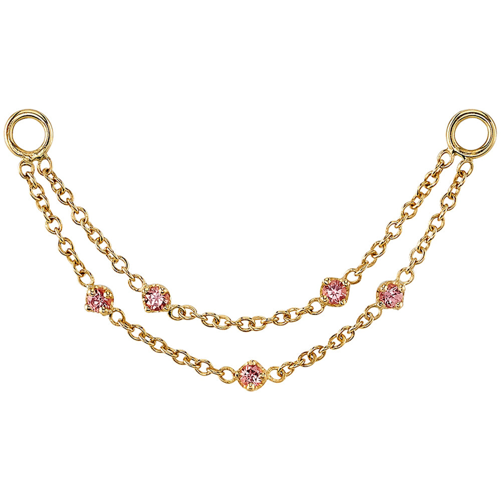 "Suzanne" Chain Attachment in Gold & Platinum with Padparadscha Sapphires