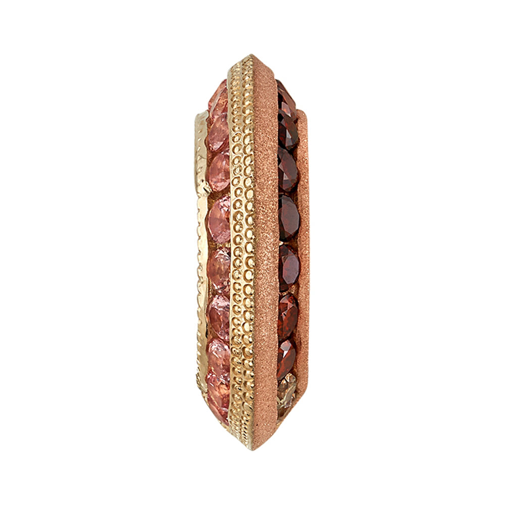 "Two-Tone Breathless" Hinge Ring in Gold with Champagne Sapphire, Champagne Diamond, Orange Cognac Diamond & Red Diamonds