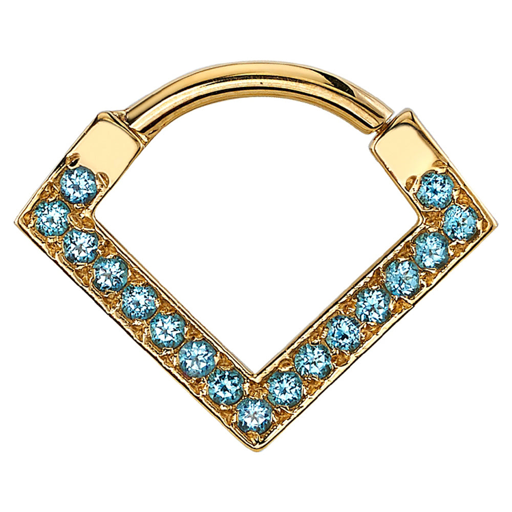 "Nairobi" Hinge V Ring in Gold with Ice Blue Topaz'