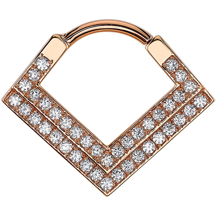 "Nairobi Dual" Hinge V Ring in Gold & Platinum with White CZ's