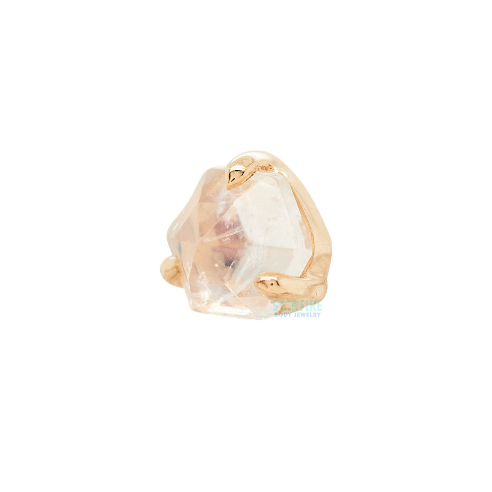 threadless: Claw Prong Hexagon Faceted End in Gold with Moonstone