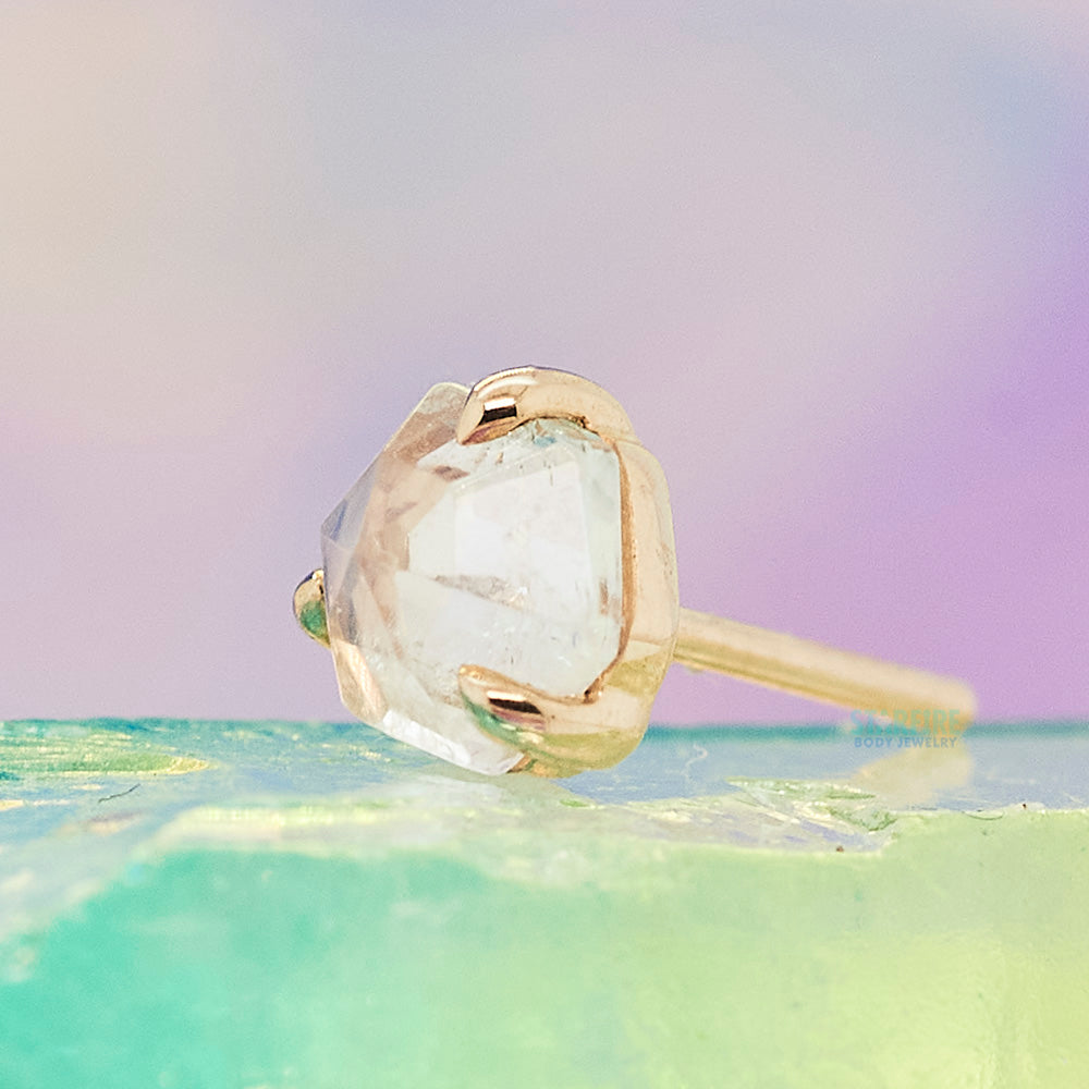threadless: Claw Prong Hexagon Faceted End in Gold with Moonstone