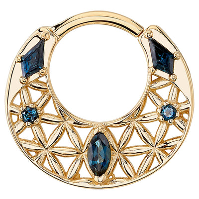 "Cosmic Owl" Hinge Ring in Gold with London Blue Topaz'