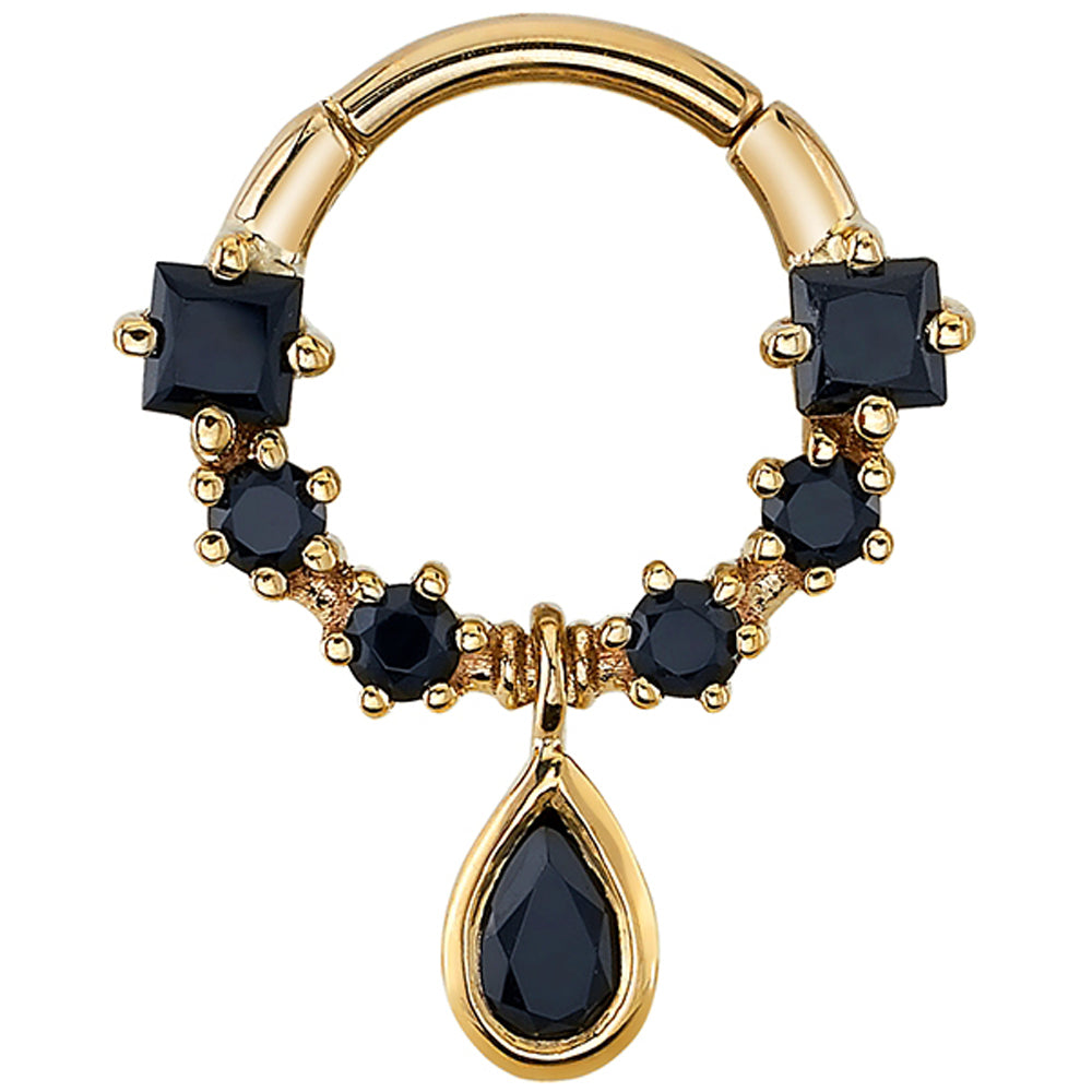 "Vega" Hinge Ring in Gold with Onyx