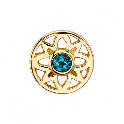 "Paloma Flower" Threaded End in Gold with London Blue Topaz