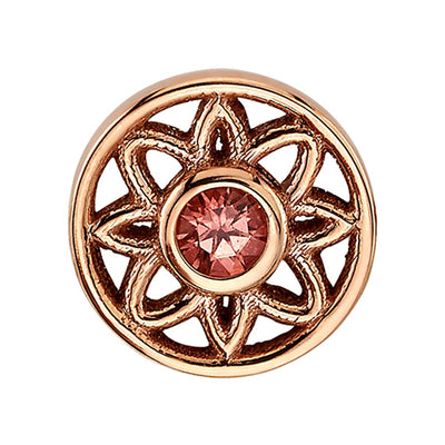 "Paloma Flower" Threaded End in Gold with Padparadscha Sapphire