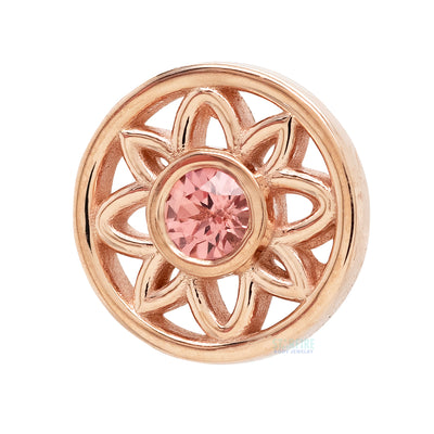 "Paloma Flower" Threaded End in Gold with Padparadscha Sapphire