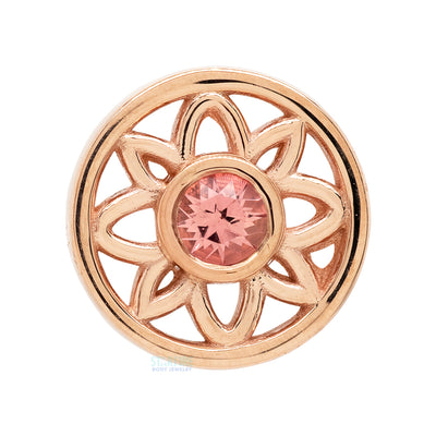 "Paloma Flower" Threaded End in Gold with Padparadscha Sapphire