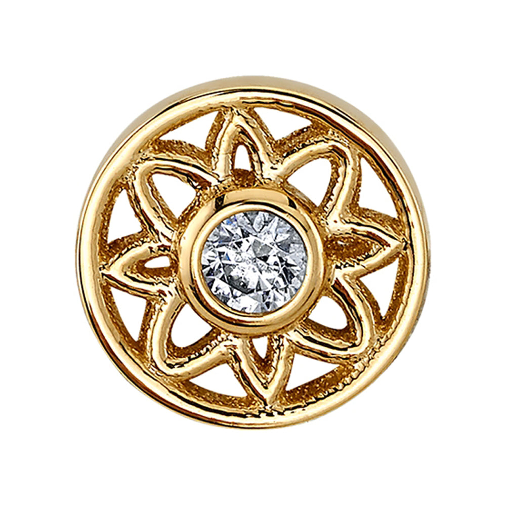 "Paloma Flower" Threaded End in Gold with White CZ