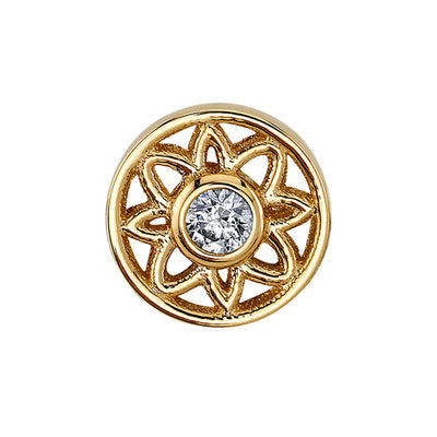 "Paloma Flower" Threaded End in Gold with DIAMOND