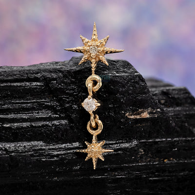 threadless: "Lumina" Pin with Dangle in Gold with Gemstones