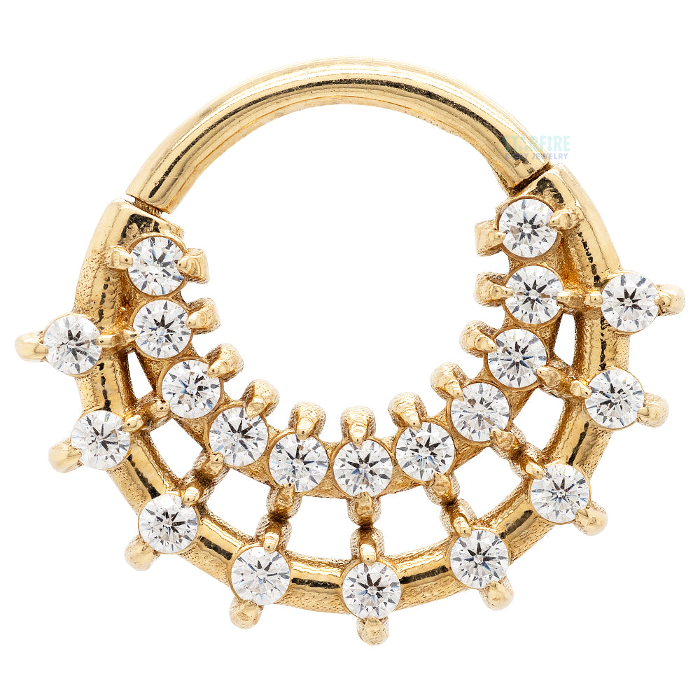 "Sunbeam" Hinge Ring / Clicker in Gold with Gemstones