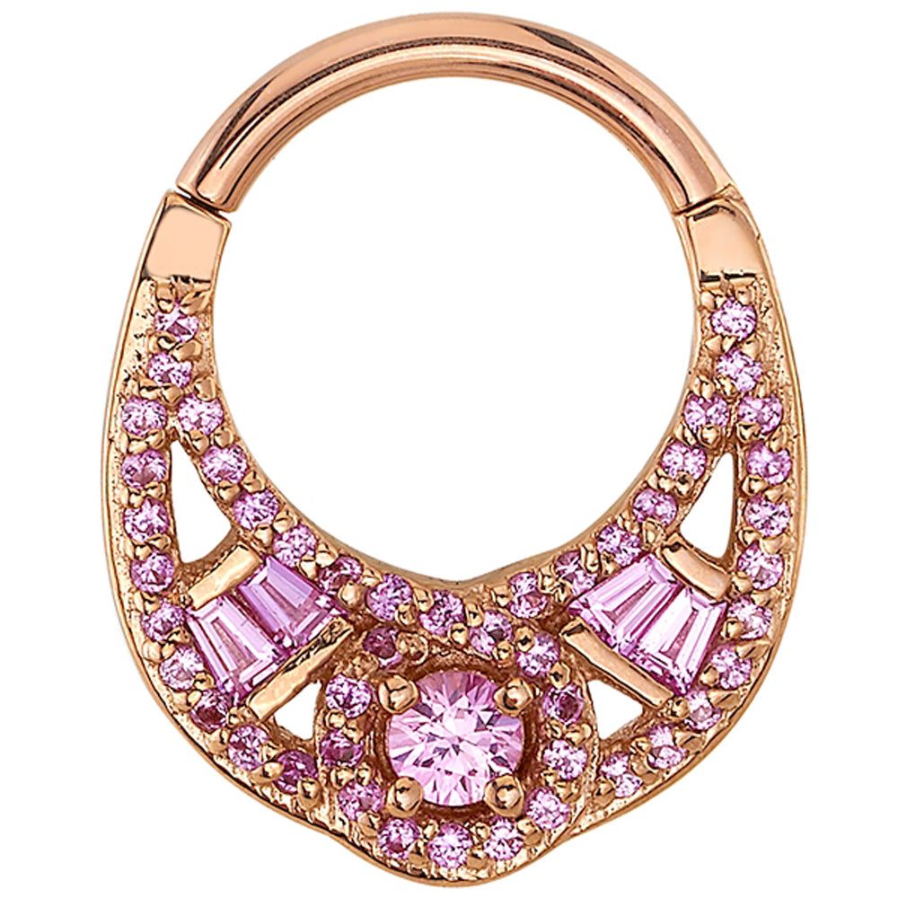 "La Mirada" Hinge Ring in Gold with Pink Sapphires