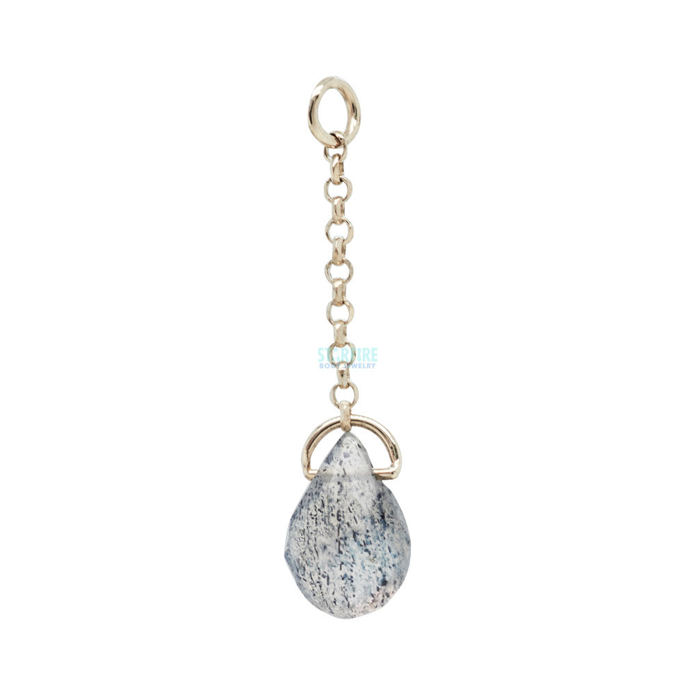 Labradorite Briolette Chain Charm in Gold