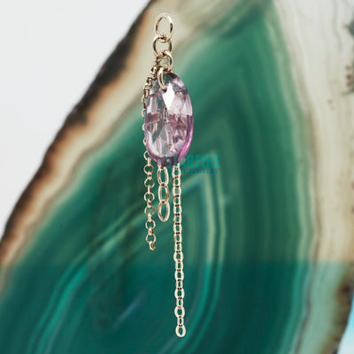 Purple Sapphire Chain Charm in Gold