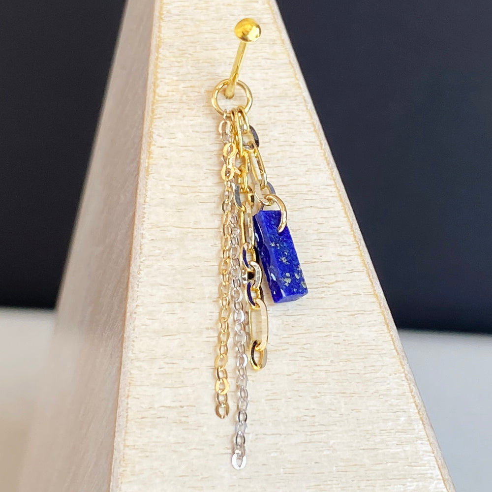 "Starry Night" Chain Charm in Gold with Lapis