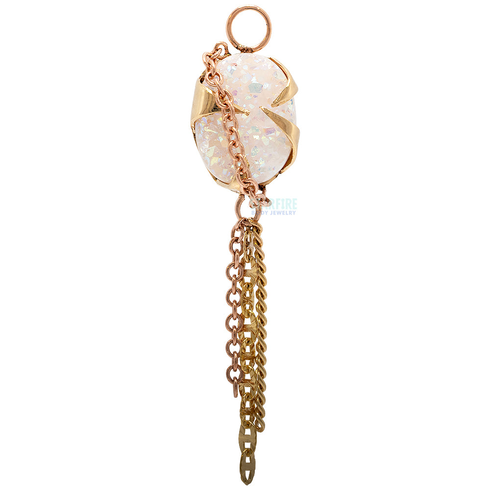 "Starfire" Chain Charm in Gold with Druzy Quartz