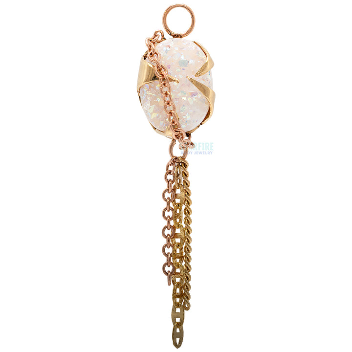 "Starfire" Chain Charm in Gold with Druzy Quartz