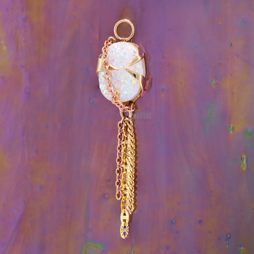 "Starfire" Chain Charm in Gold with Druzy Quartz