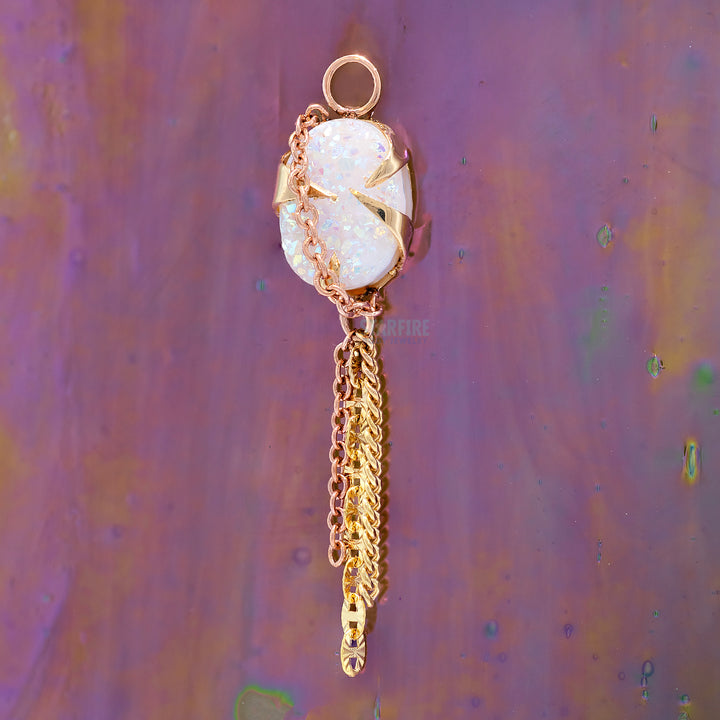 "Starfire" Chain Charm in Gold with Druzy Quartz