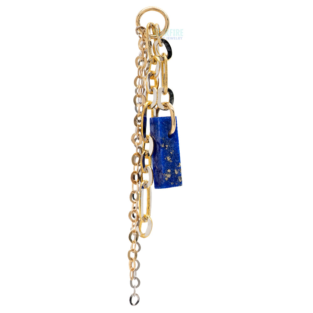 "Starry Night" Chain Charm in Gold with Lapis