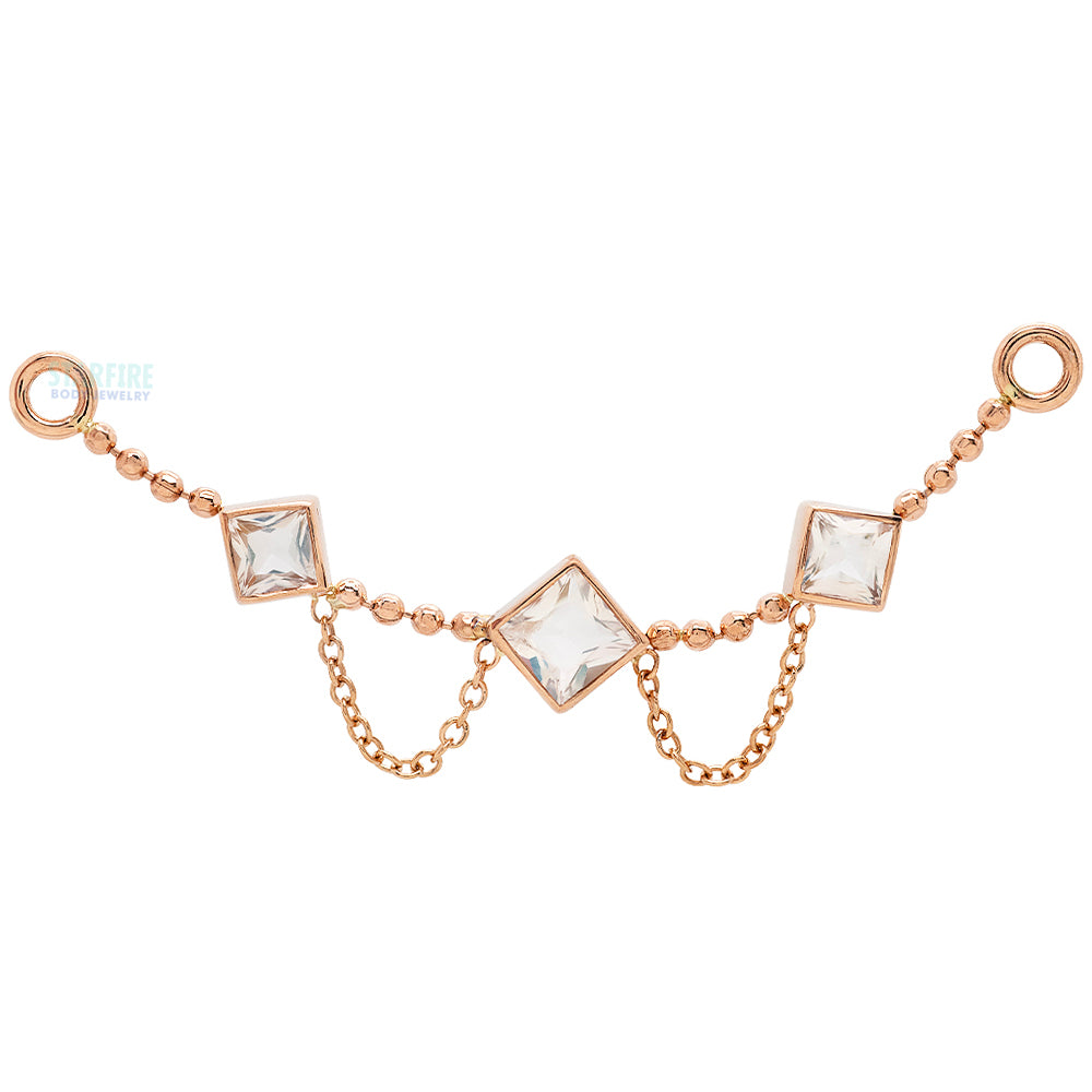 "Zephyr" Chain Attachment in Gold with Faceted Rainbow Moonstones
