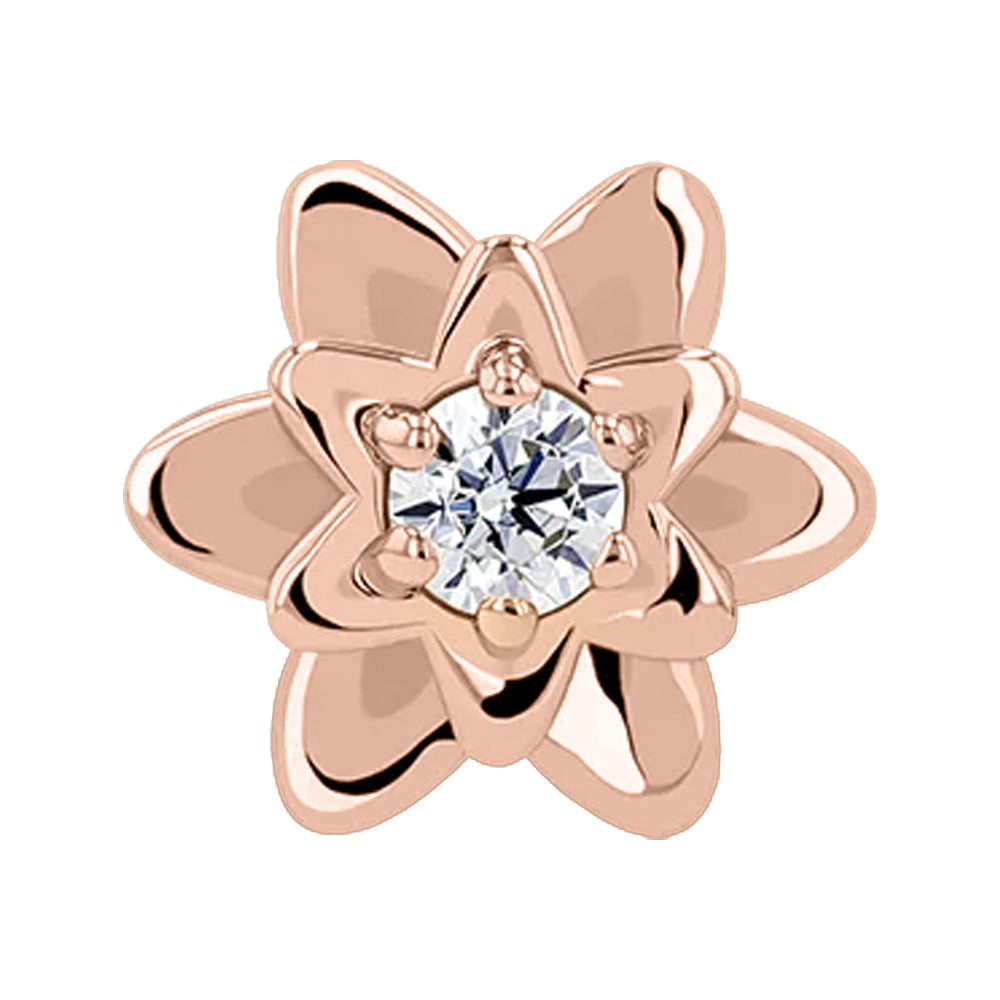 2.5mm "Petaluma" Threaded End in Rose Gold with Brilliant-Cut Gem