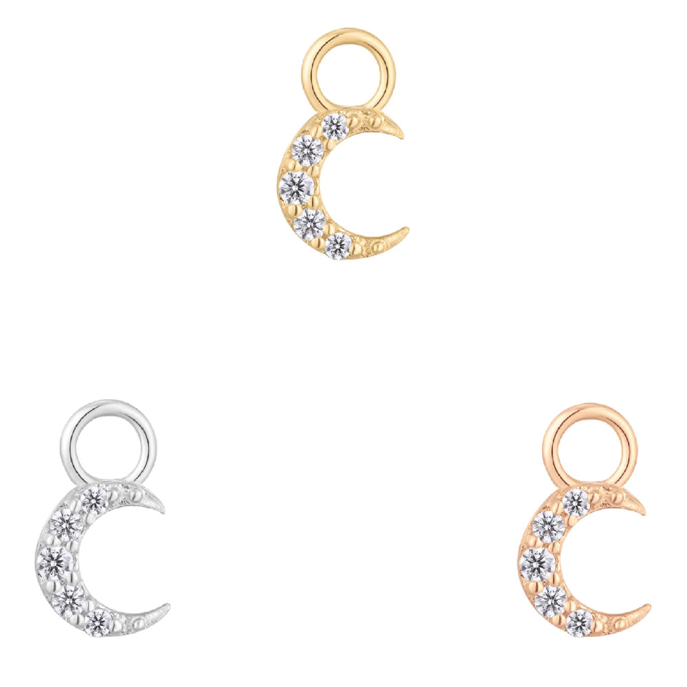 "Lunette" Charm in Gold with CZ's