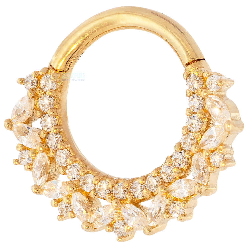 "Heartthrob" Hinge Ring / Clicker in Gold with CZ's