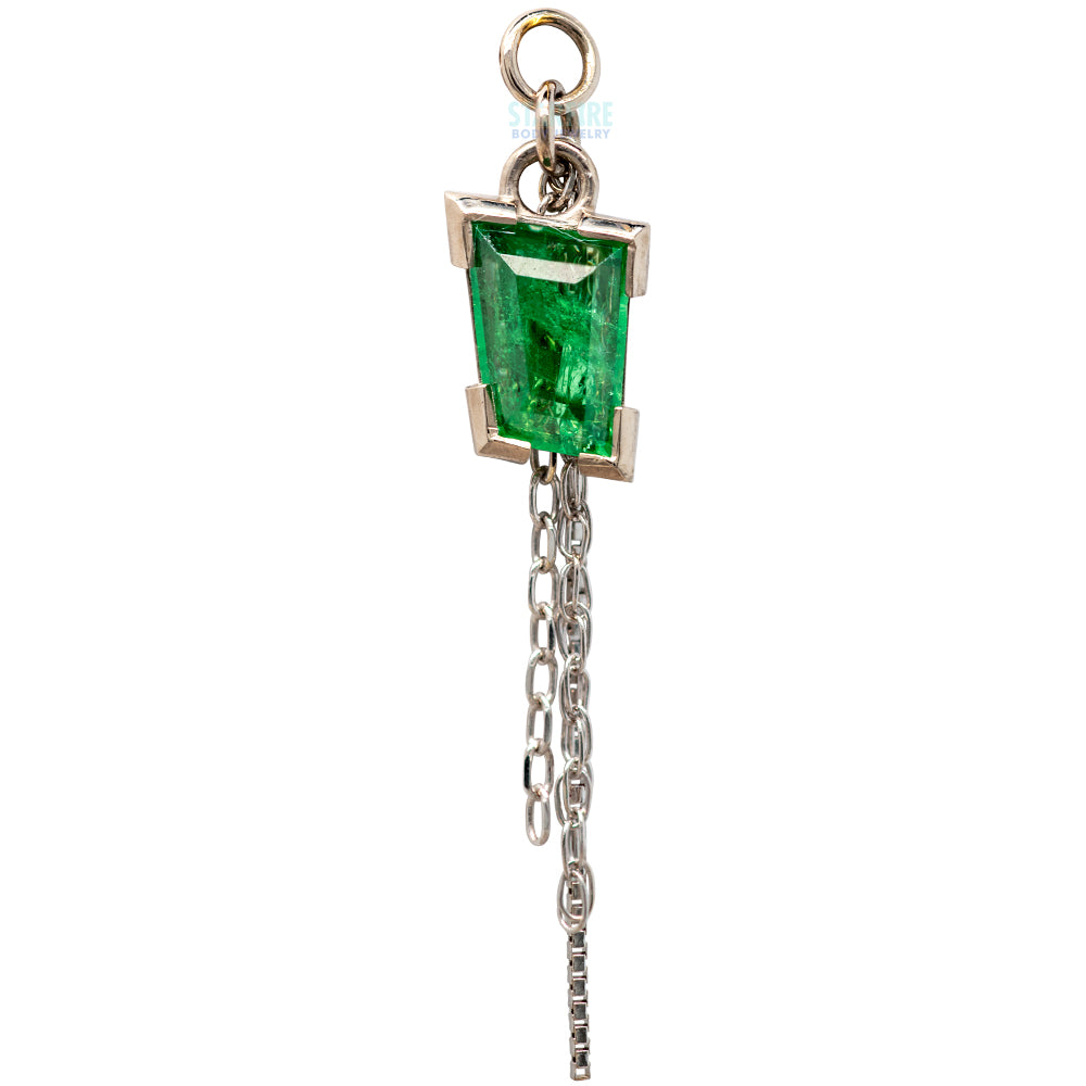 Tablet Cut Tsavorite Chain Charm in Gold