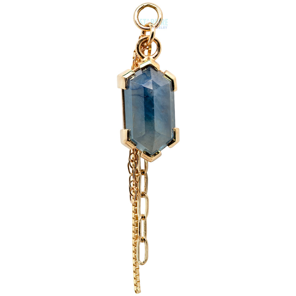 Geometric Cut Madagascar Sapphire Chain Charm in Gold - 10.5mm