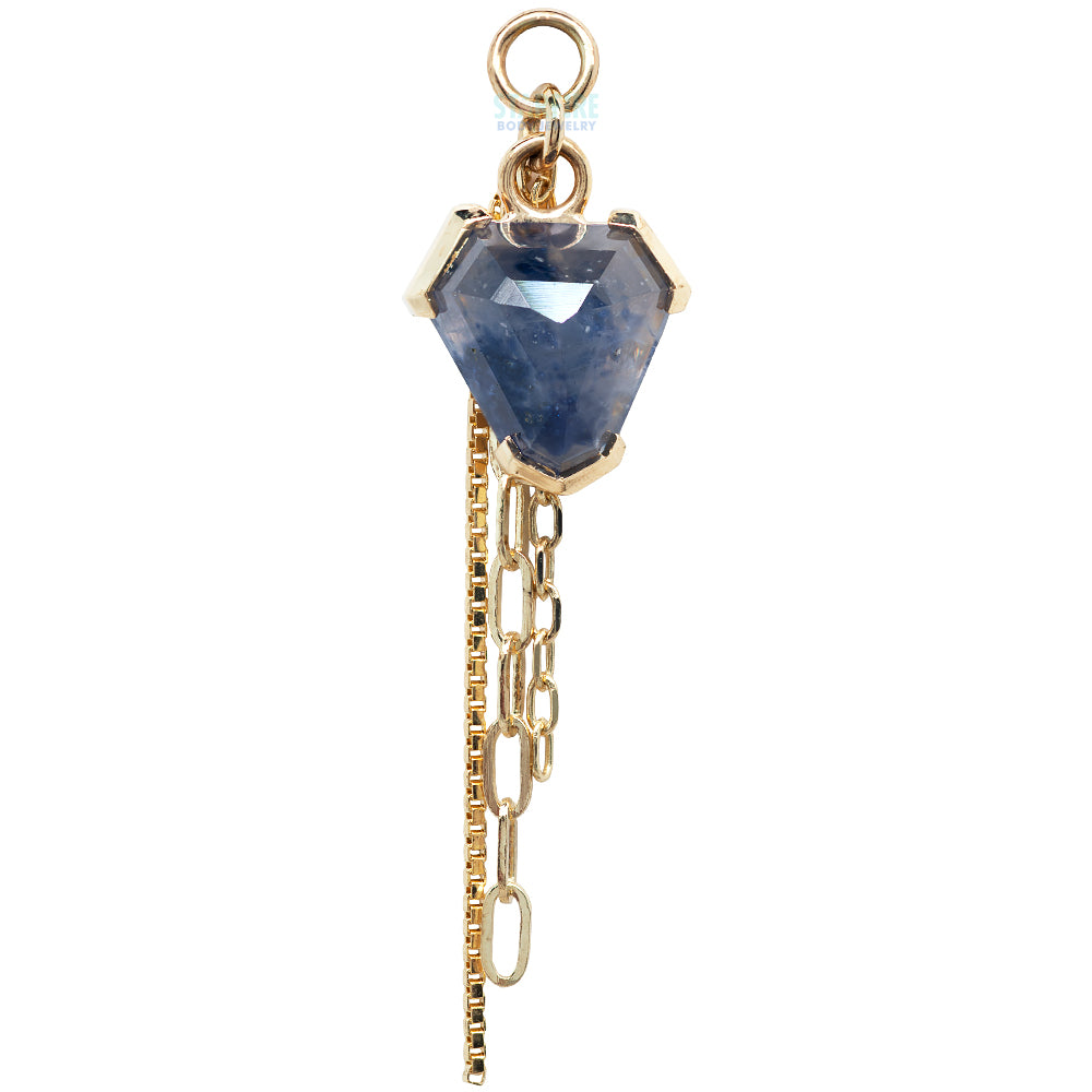 Geometric Cut Madagascar Sapphire Chain Charm in Gold - 7.8mm