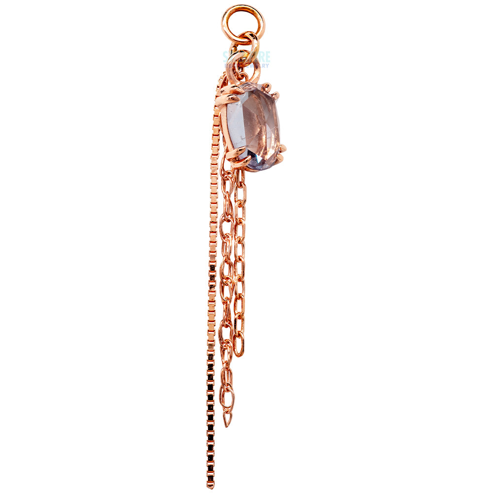 Rose Cut Umba Origin Sapphire Chain Charm in Gold - 5.9mm