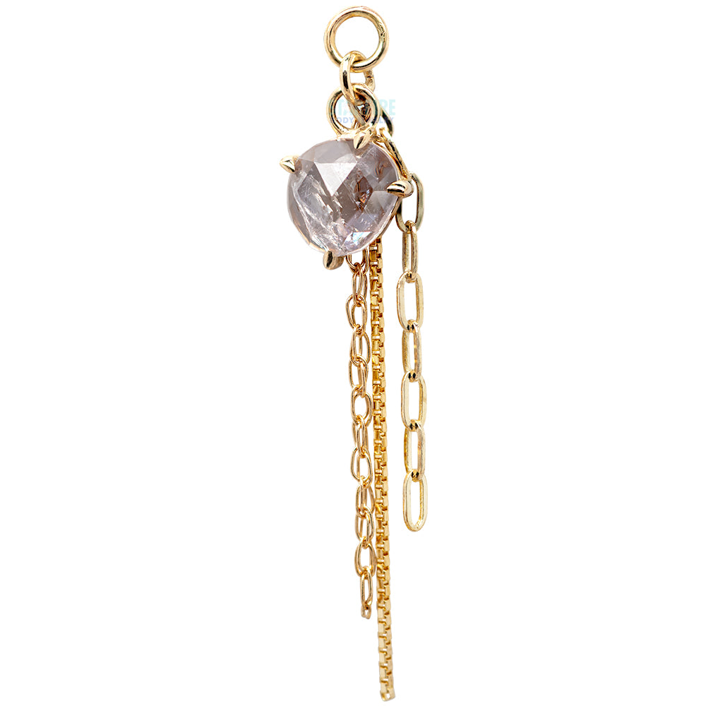 Rose Cut Umba Origin Sapphire Chain Charm in Gold - 6.7mm