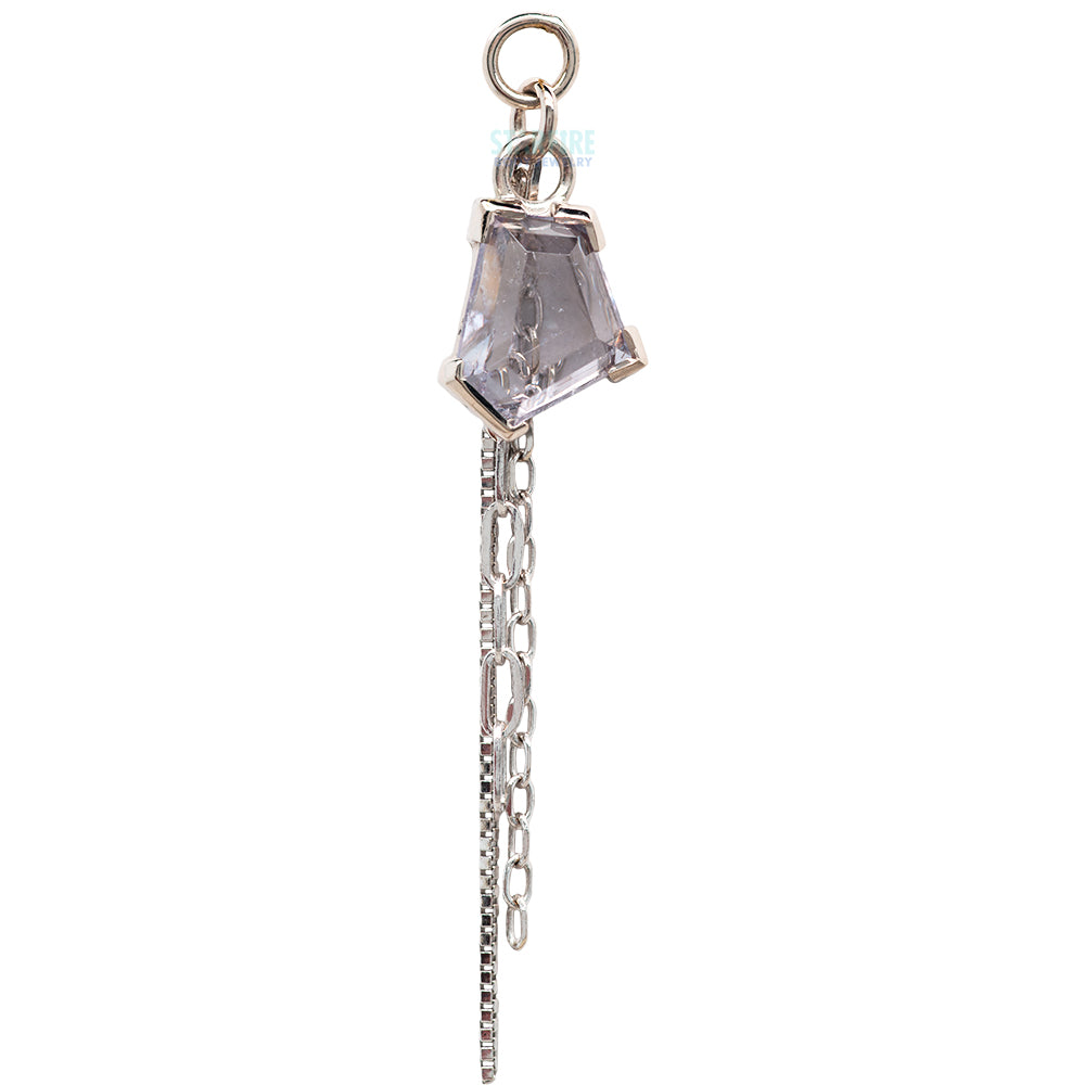 Tablet Cut Umba Origin Sapphire Chain Charm in Gold - 7.6mm