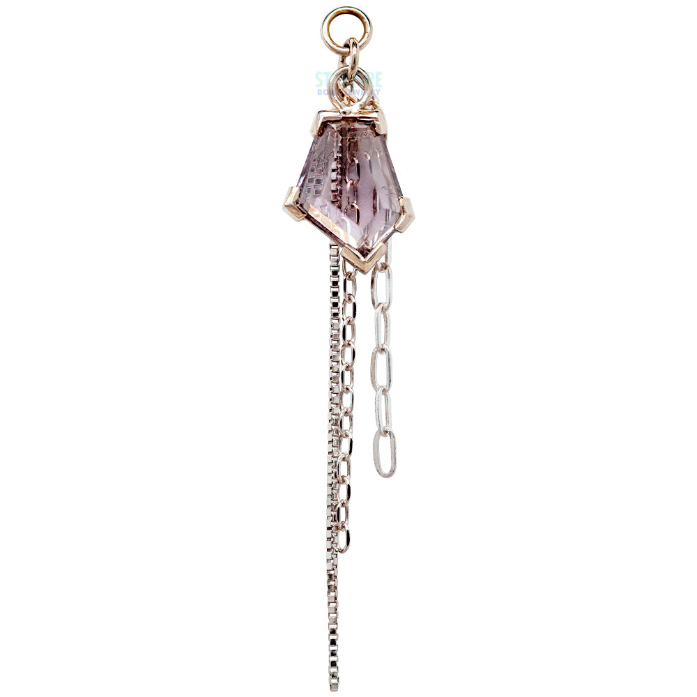 Tablet Cut Umba Origin Sapphire Chain Charm in Gold - 8.9mm