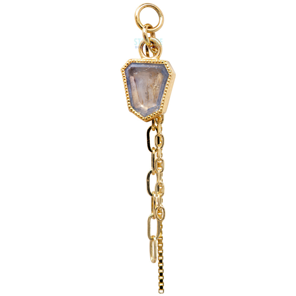 Tablet Cut Umba Origin Sapphire Chain Charm in Gold - 6.5mm