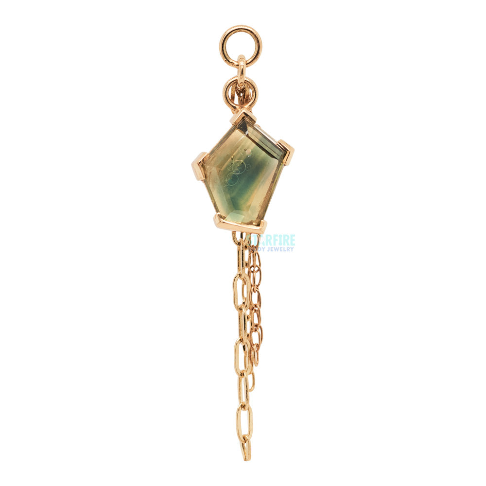 Geometric Cut Umba Origin Sapphire Chain Charm in Gold - 11mm