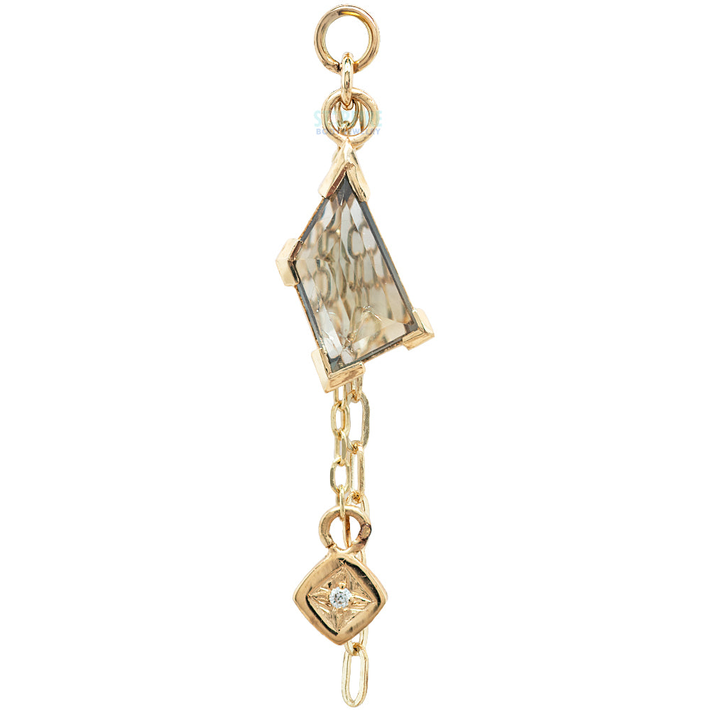 Geometric Cut Umba Origin Sapphire Chain Charm in Gold - 9.6mm