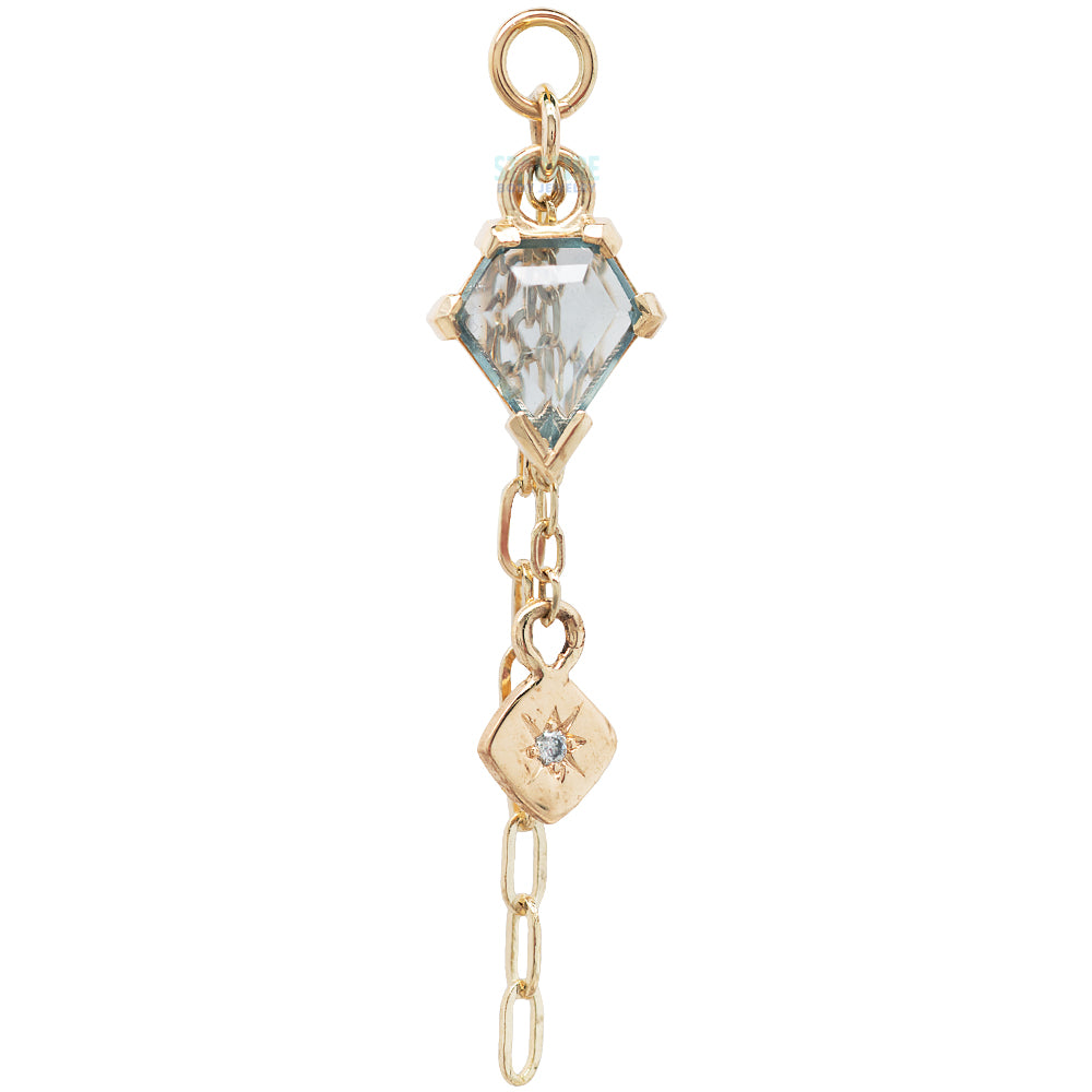 Tablet Cut Umba Origin Sapphire Chain Charm in Gold - 7.3mm