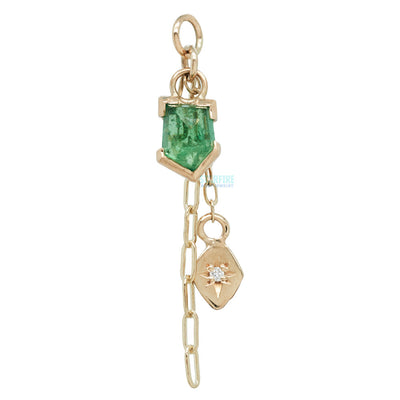 Geometric Cut Tsavorite Garnet Chain Charm in Gold - 5.8mm