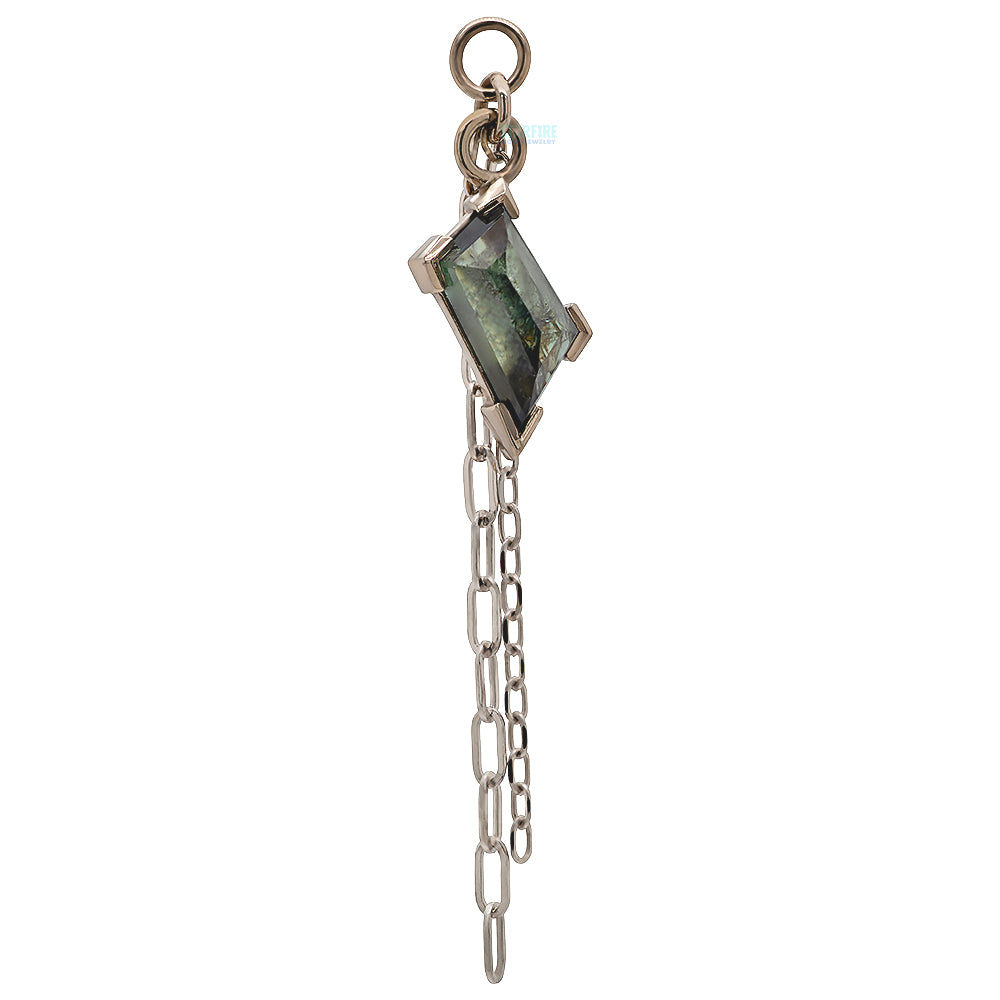 Geometric Cut Kenya Origin Sapphire Chain Charm in Gold - 10mm