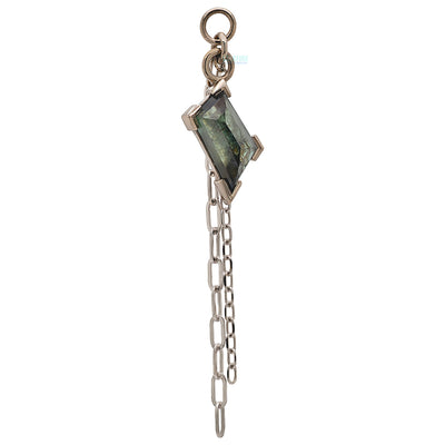 Geometric Cut Kenya Origin Sapphire Chain Charm in Gold - 10mm