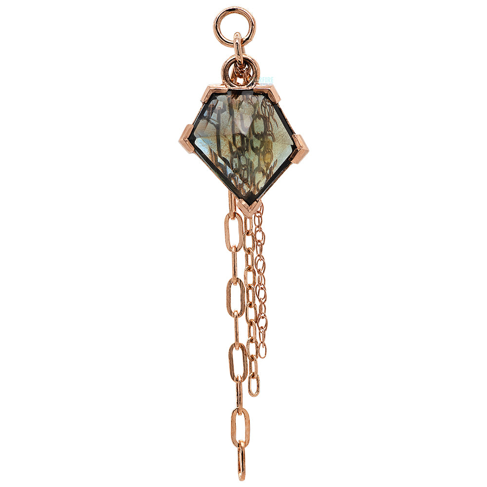 Geometric Cut Umba Origin Sapphire Chain Charm in Gold - 9.3mm