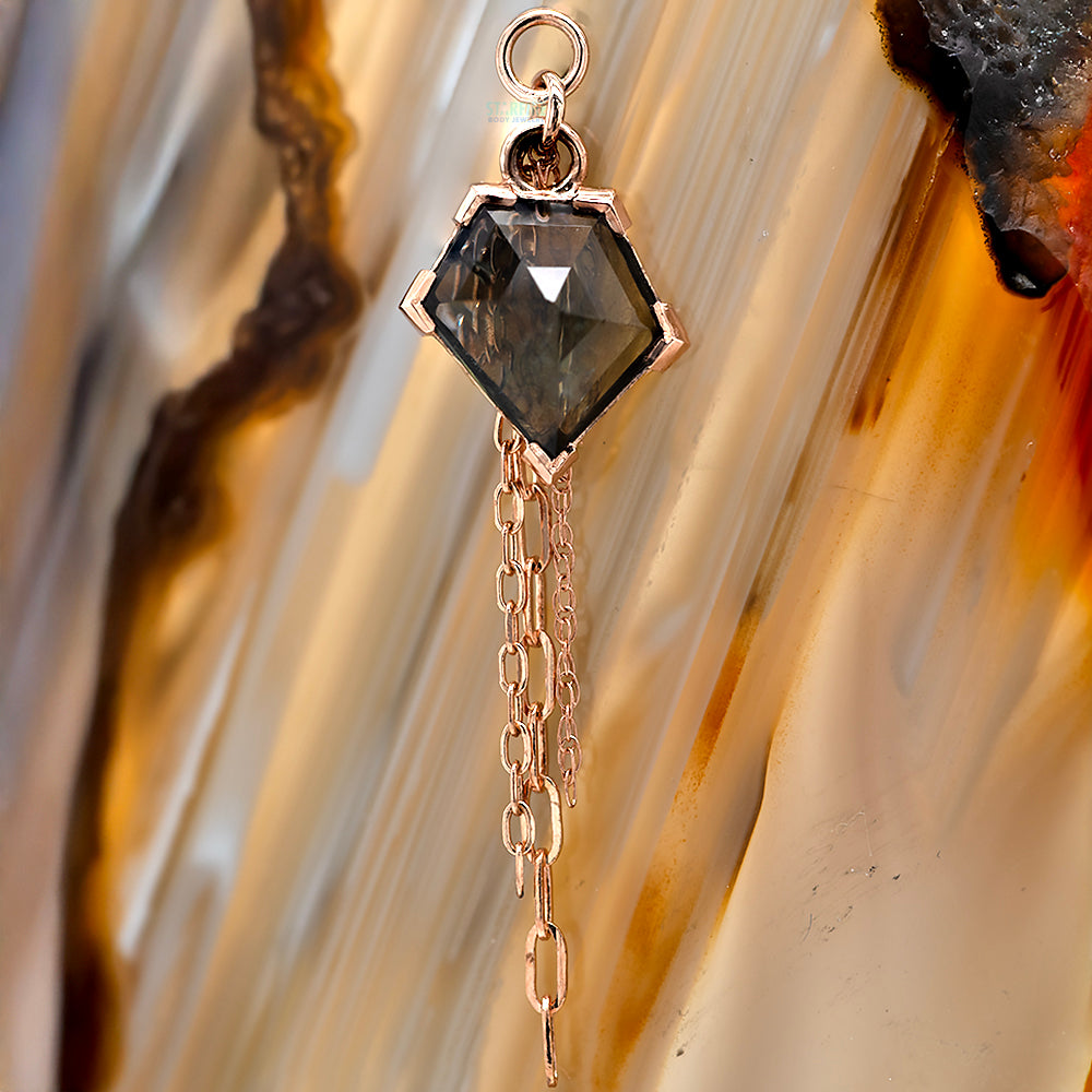 Geometric Cut Umba Origin Sapphire Chain Charm in Gold - 9.3mm
