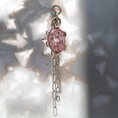 Geometric Cut Pink Spinel Chain Charm in Gold - 9.2mm