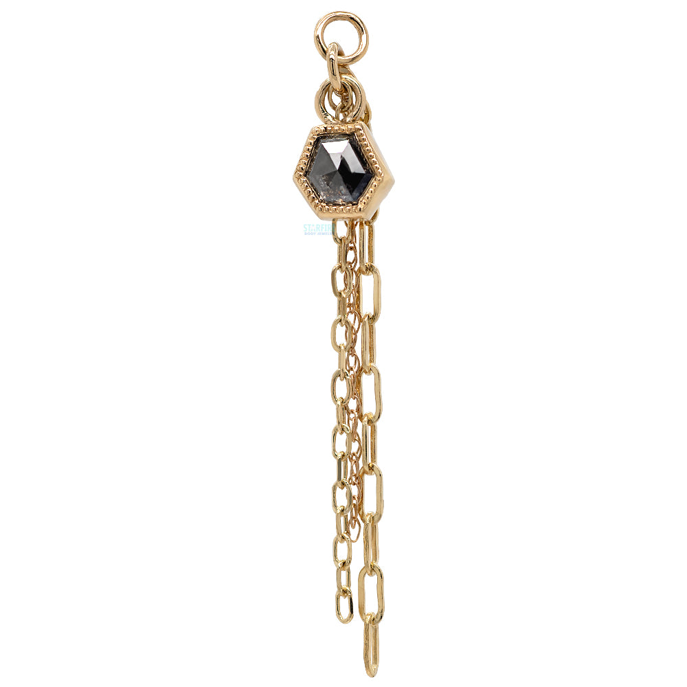Grey Diamond Hexagon Chain Charm in Gold - 4.7mm