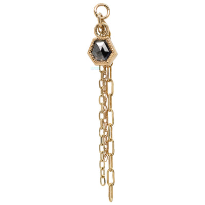Grey Diamond Hexagon Chain Charm in Gold - 4.7mm