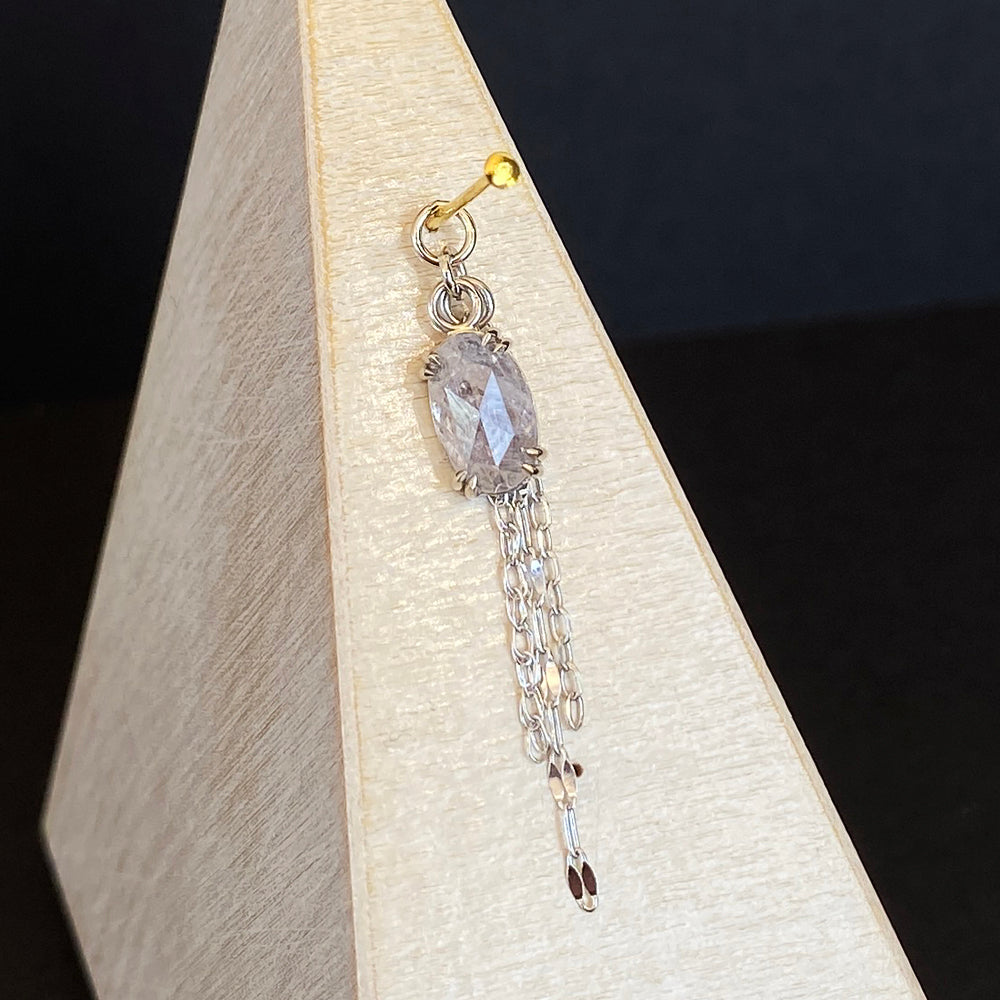 Rose Cut Umba Sapphire Chain Charm in Gold - 5.7mm